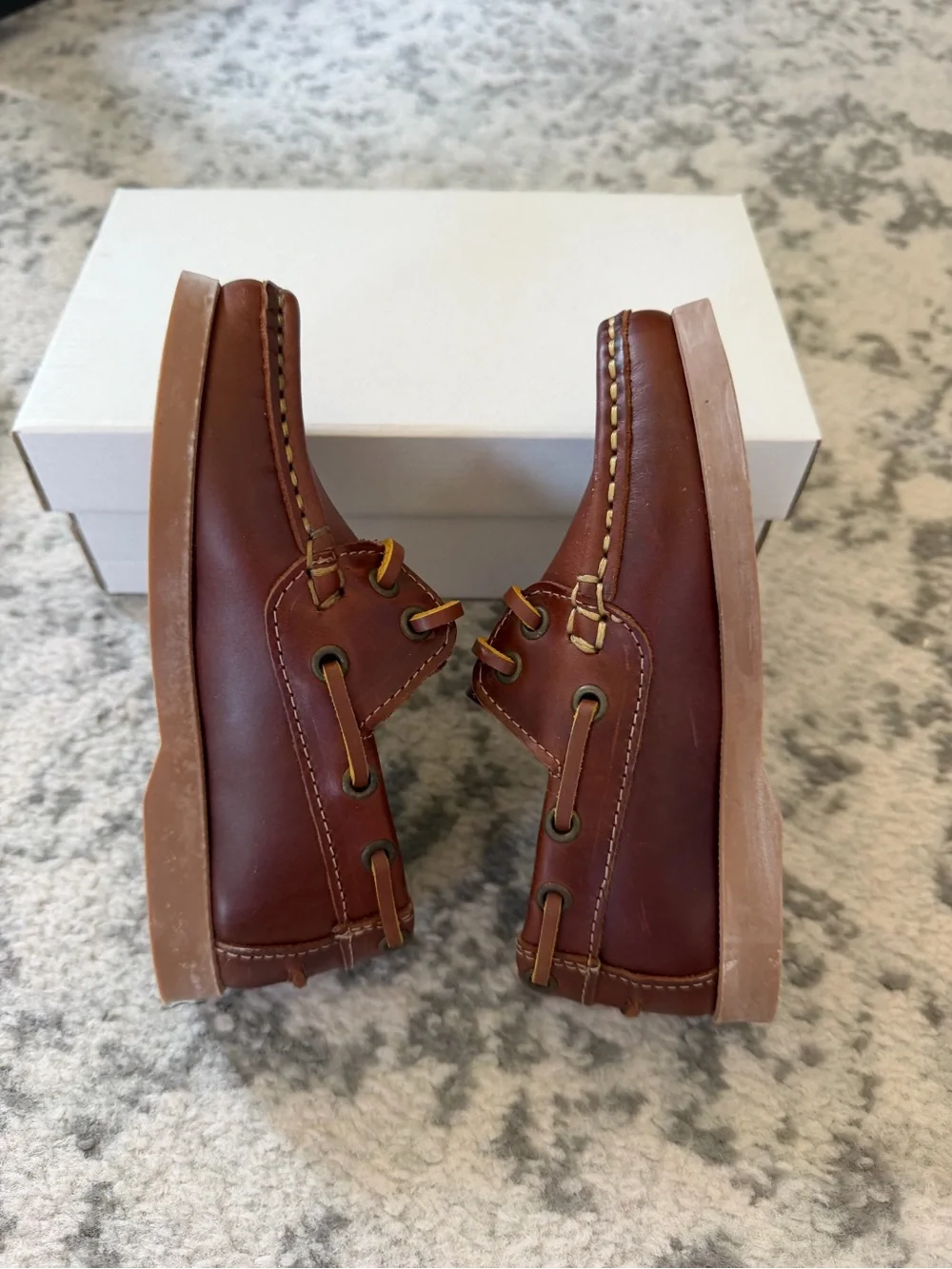 Kids Brown Leather Boat Shoes - Classic Lace-Up handmade in Spain EU 27